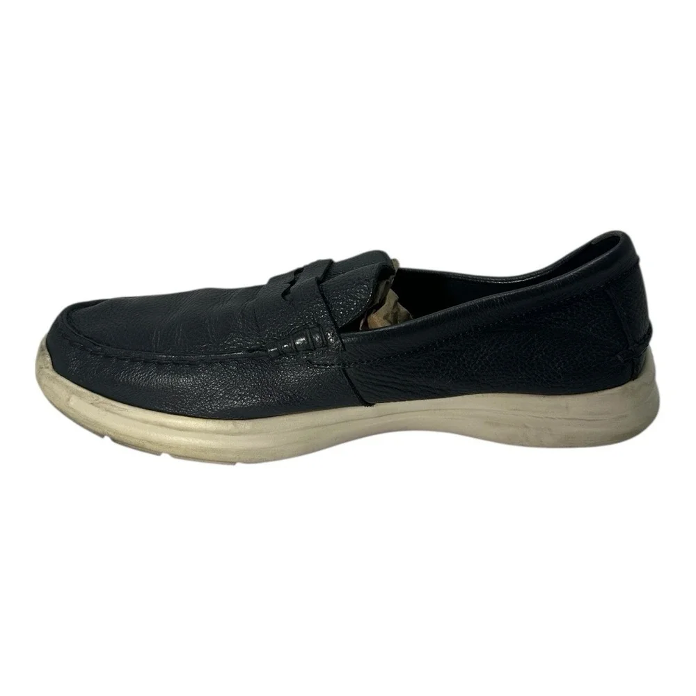 Coach Men Navy Blue Pebbled Leather‎ Nantucket Penny Loafer Size 11.5D
